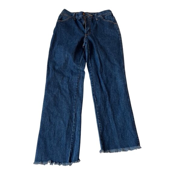 Red Kap Vintage Blue Denim Jeans Men's Size 32-34 With Frayed Hem & Rear Pockets - Picture 1 of 8